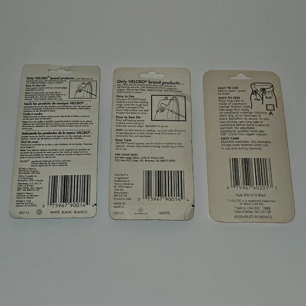 VTG Velcro Brand Lot White Sew-On Squares Black Adjustable Waistband Circle READ